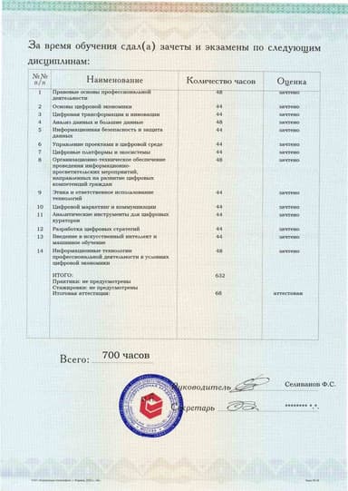 Образец приложения оборотная сторона (аттестационная работа) по программе Цифровой куратор